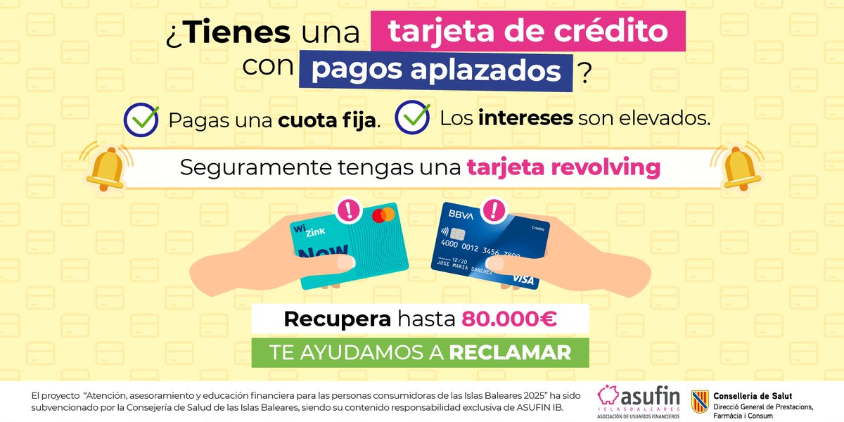 asufin_'s tweet image. ¿Tienes una tarjeta de crédito con pagos aplazados?

🚨 ¡Cuidado! Podrías estar usando una tarjeta #revolving sin saberlo.

Desde #ASUFIN te ayudamos a reclamar y recuperar tu dinero ➡️ bit.ly/45pqH8c