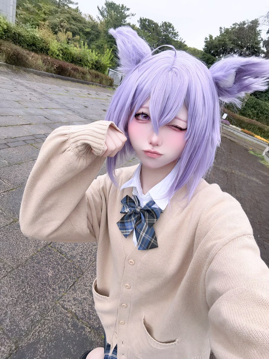 Cosplay Hololive 猫又おかゆ🍙青上高校制服🌷 「 簡単には懐かないよ