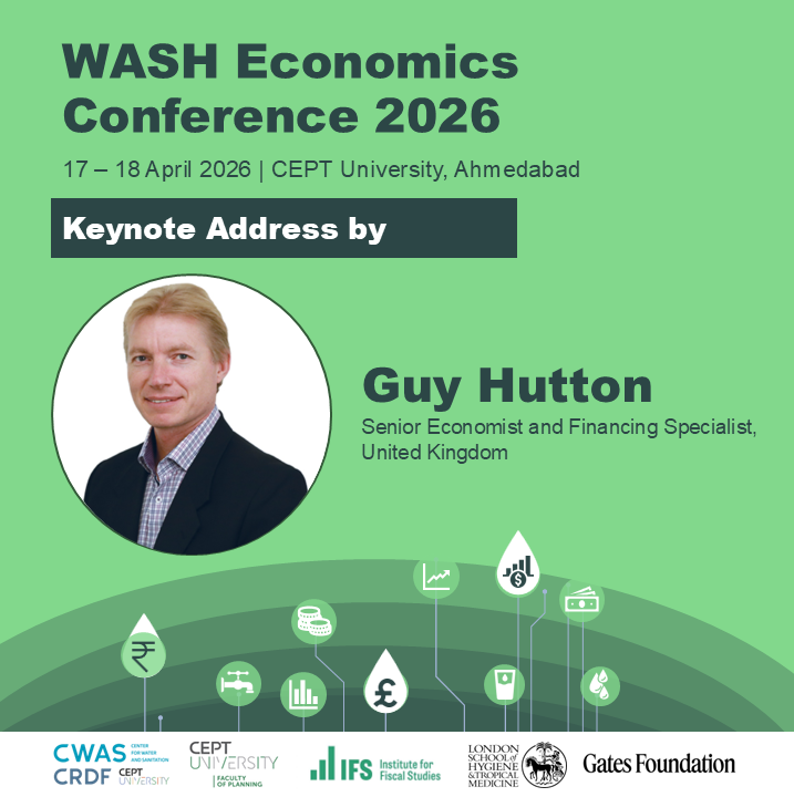 CEPT_CWAS's tweet photo. WASH Economics Conference 2026 | April 17–18 | CEPT University, Ahmedabad

We are pleased to introduce our keynote speaker Guy Hutton, Senior Economist and Financing Specialist.

Haven’t registered yet? Register now:
https://t.co/eCYfV2EkJn https://t.co/7ufKJuSUTw