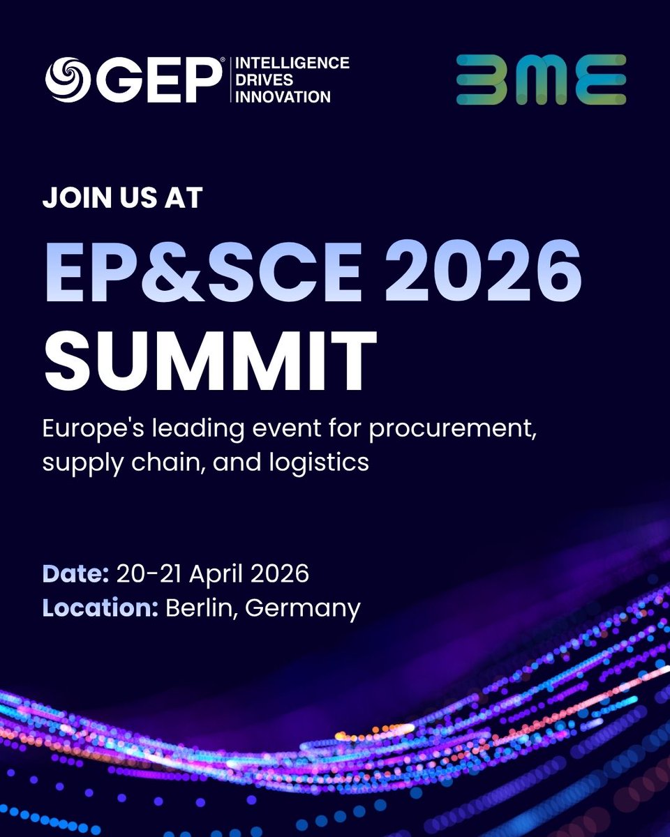 GEP_Worldwide's tweet image. What’s next for #procurement and #SupplyChain in a world of constant disruption?

We will be at the BME European Procurement &amp;amp; Supply Chain Excellence Summit 2026 in Berlin, joining an invitation-only circle of leaders shaping the answer.

From #AI to #resilience to operating