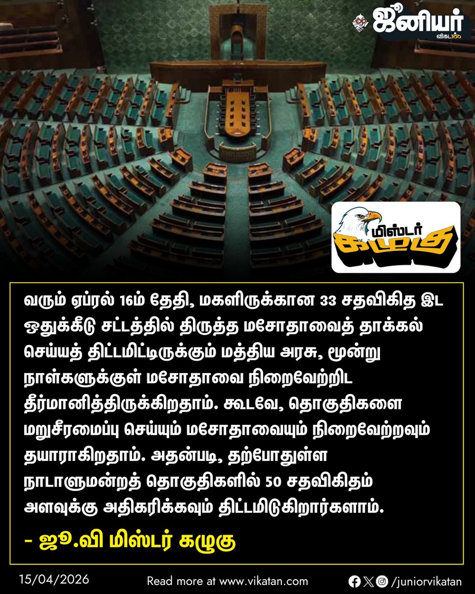 JuniorVikatan's tweet image. Link: - vikatan.com/government-and…

 ஜூ.வி.மிஸ்டர் கழுகு!

#MisterKazhugu | #Juniorvikatan | #Magazine