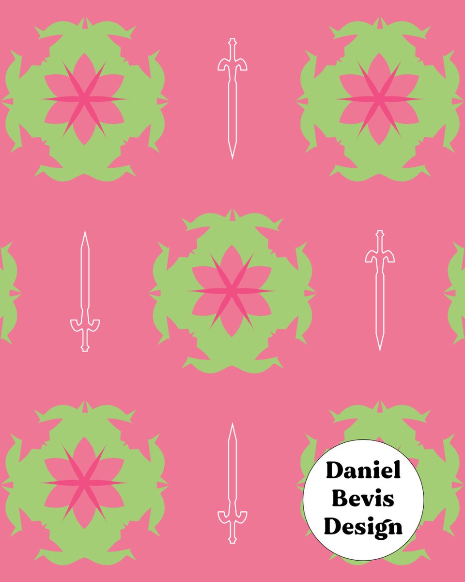 Daniel_Bevis's tweet image. Shaking up my latest floral flurry... with my new Flower Knight pattern print 💐⚔

A cool combination of the medieval / fantasy Castlecore-like aesthetic, and tropical-evoking florals, into a heraldry emblem with a graphic street art style.

#medieval #floral #Pattern #art