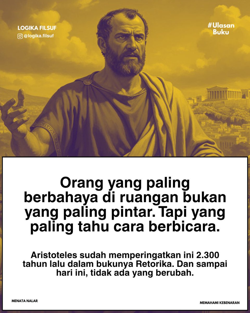 logikafilsuf's tweet photo. Kamu sudah berbicara ribuan kali dalam hidupmu. Tapi berapa kali kata-katamu benar-benar mengubah pikiran orang lain? https://t.co/Zeag0ld1to