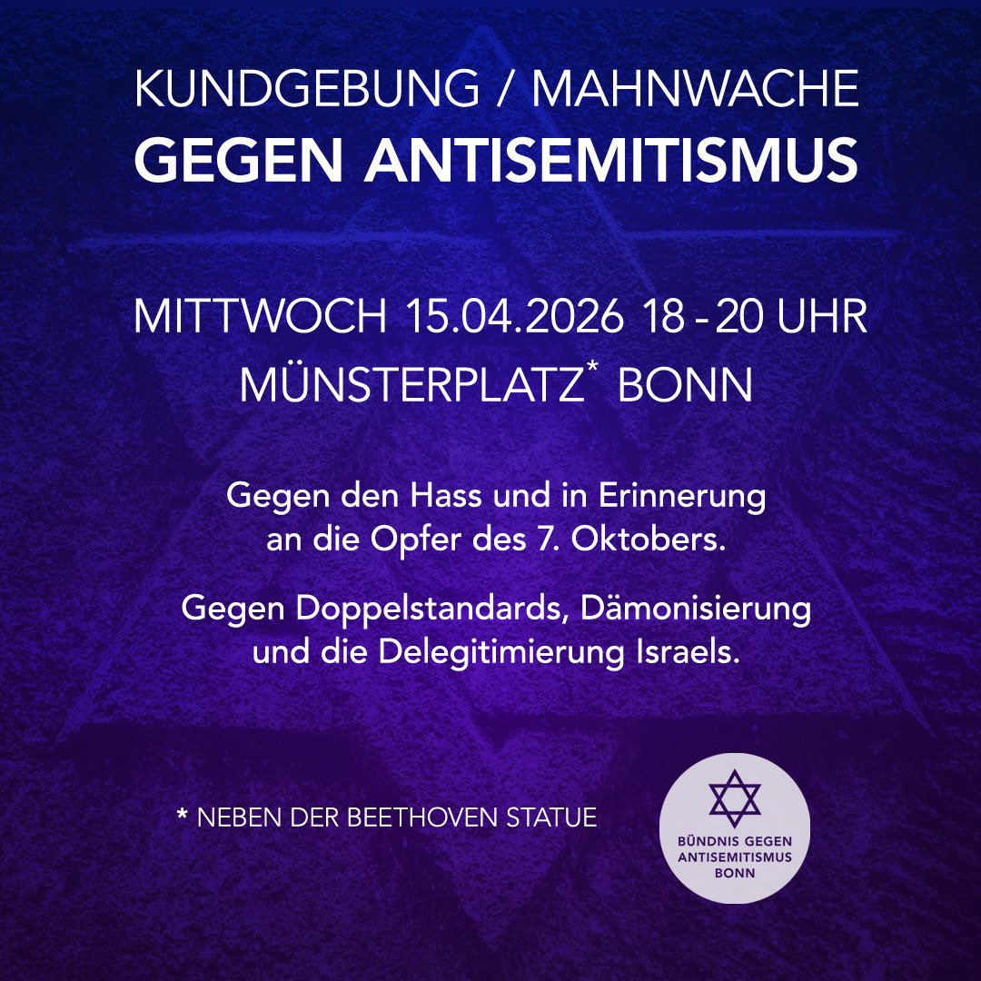 ASB_NRW's tweet image. Heute wieder in #Bonn ! #Demo #Mahnwache #Kundgebung des @bgabonn  gegen #Antisemitismus &amp;amp; für jüdisches Leben! 
Beginn 18 Uhr auf dem Münsterplatz neben dem #Beethoven #Denkmal
#Freiheit #Vielfalt #Demokratie #NRW