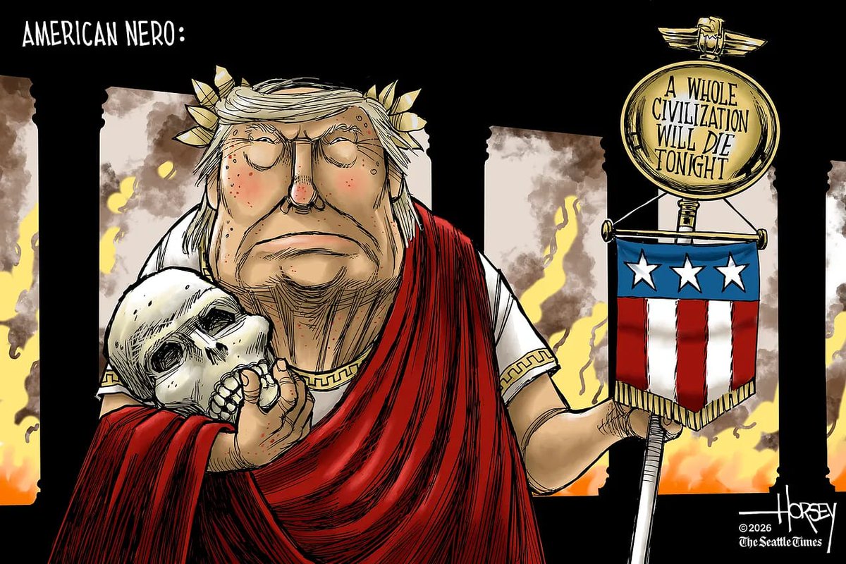 PatriziaTenda's tweet photo. Nerone americano:
"Un'intera civiltà morirà stanotte".
#TrumpWarCriminal
#IranFiasco
#scritturebrevi https://t.co/u2IbLfjmHt