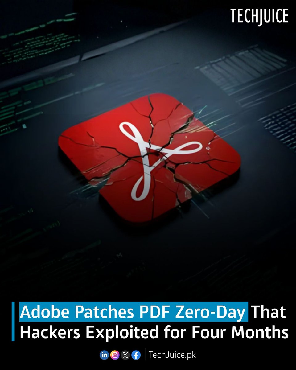 TechJuicePk's tweet image. Adobe patches PDF zero-day after months of exploits.
Adobe has fixed a critical vulnerability in Acrobat and Reader after hackers exploited it undetected for at least four months, affecting users on both Windows and macOS.

#techjuice #adobe #cybersecurity #tech #security