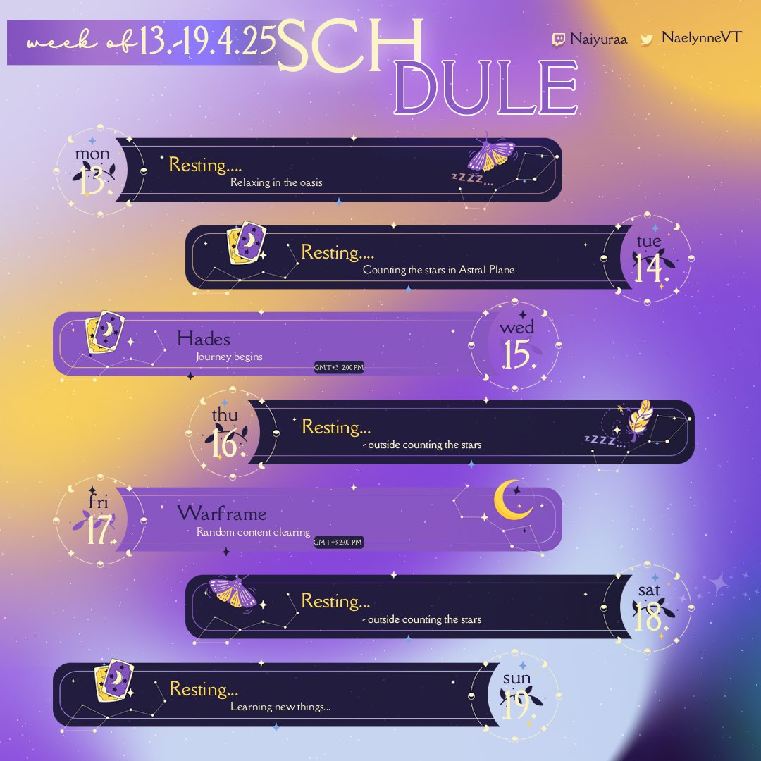 forgot to post this here on monday oops but oh welp
fridays stream is moved to saturday and todays stream is moved to thursday (feeling bit tired and i want to be atleast some want energic for the hades stream)