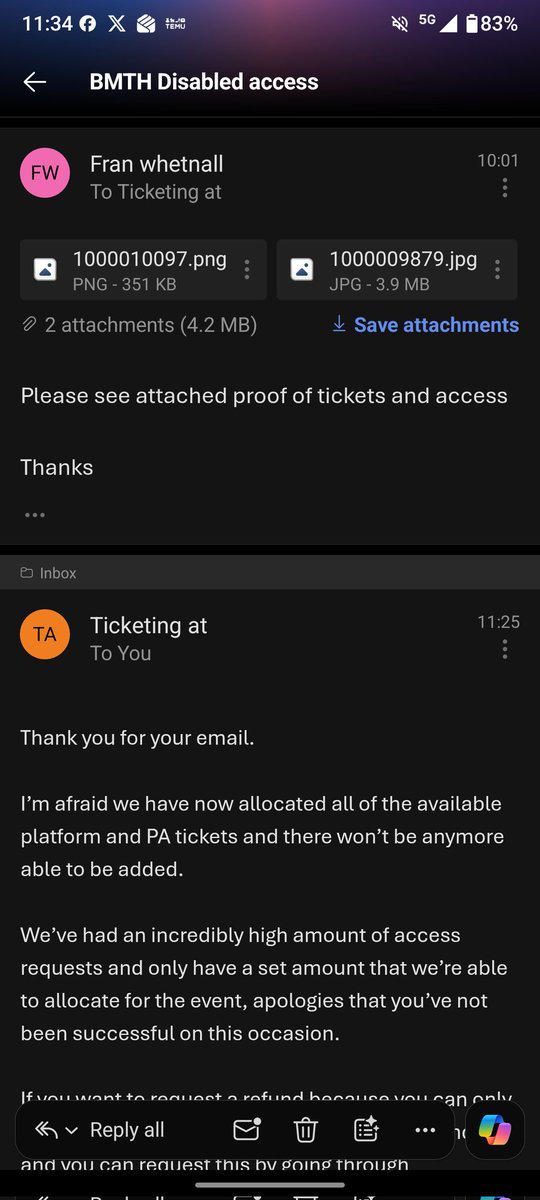 fjayne_'s tweet photo. Hey @OutbreakFest do access better. I literally emailed my proof at 10.01. Where are those who use mobility aids supposed to go @bmthofficial https://t.co/rOEODujG1a