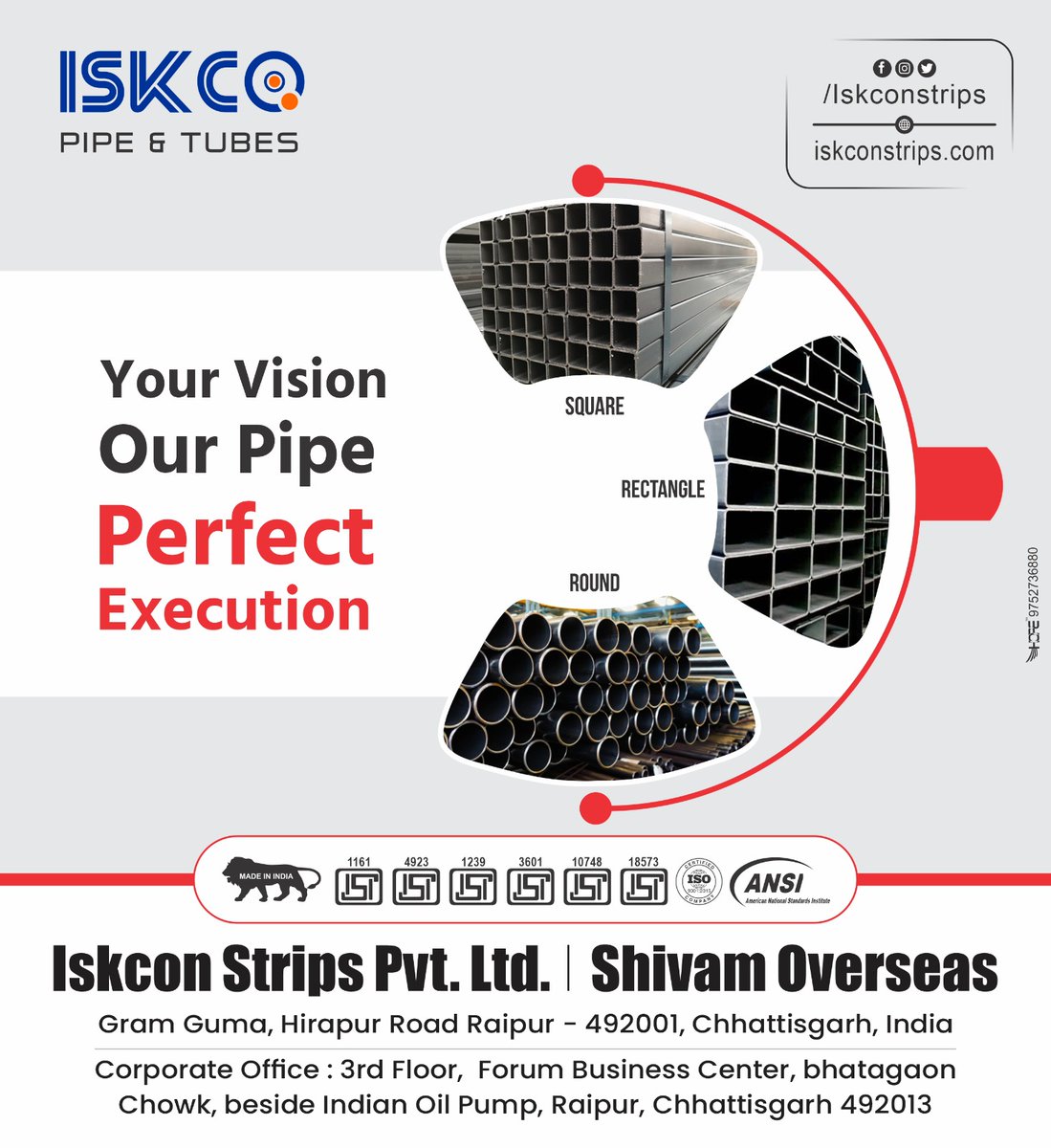 IskconStrips's tweet photo. Your Vision meets our Pipe.

Perfect Execution to deliver quality results.

Upgrade your project with our durable mild steel pipes. Precision engineering meets unmatched reliability.

#MS_Pipe_and_Tubes #MS_Pipe #MS_Tubes #Galvanisedpipe #gipipe #galvanizedpipe #Quality #MS https://t.co/FrqSROA4q7