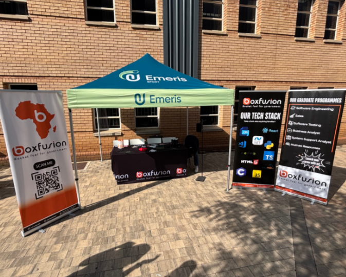 boxfusion_sa's tweet image. We're on campus at the Emeris Pretoria 2026 Annual, connecting with future problem-solvers. If you're ready to turn your potential into impact, let’s meet! 

#Boxfusion #GraduateProgramme #FutureTalent #PublicSectorInnovation #DigitalTransformation #