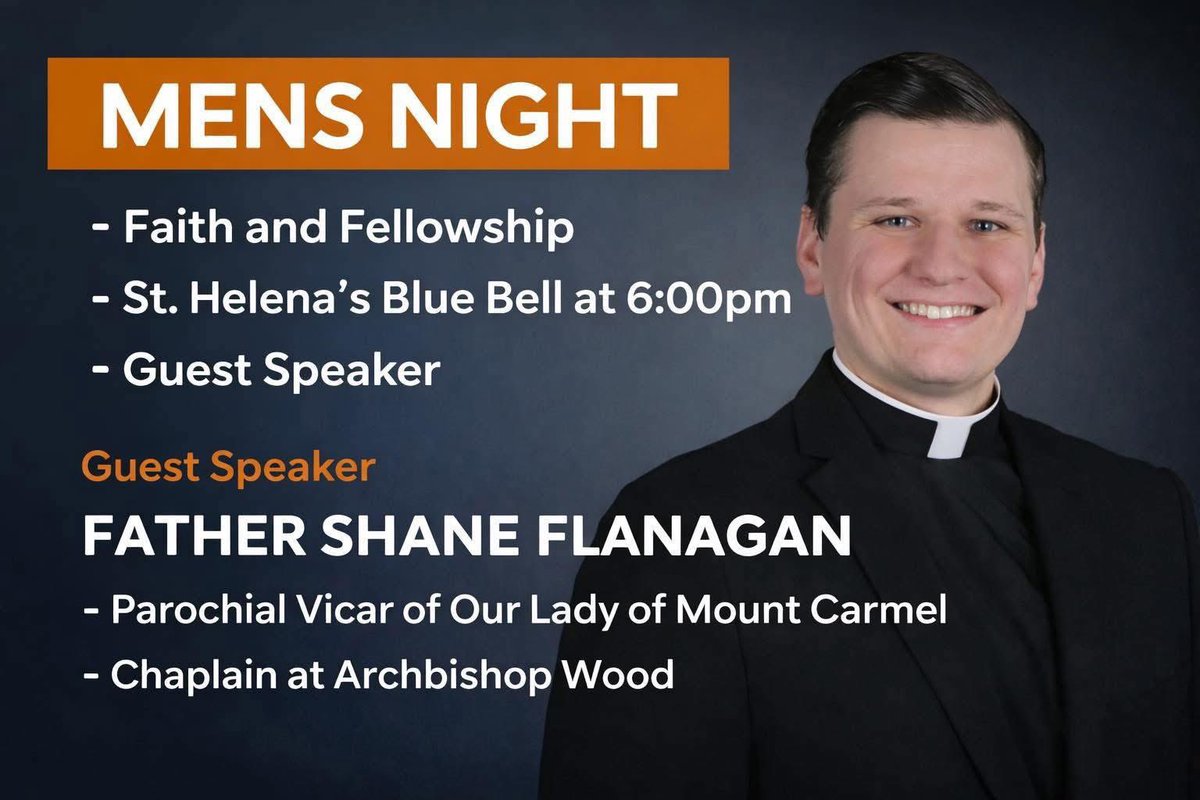 EveryLevelBball's tweet photo. MENS NIGHT AT ST. HELENAS BLUE BELL
April 16th - Father Shane Flanagan
- Parochial Vicar at Our Lady of Mount Carmel 
- Chaplain at Archbishop Wood 

Please register with the below link:
https://t.co/80e0vfSDAp https://t.co/rdQ3kqr19f