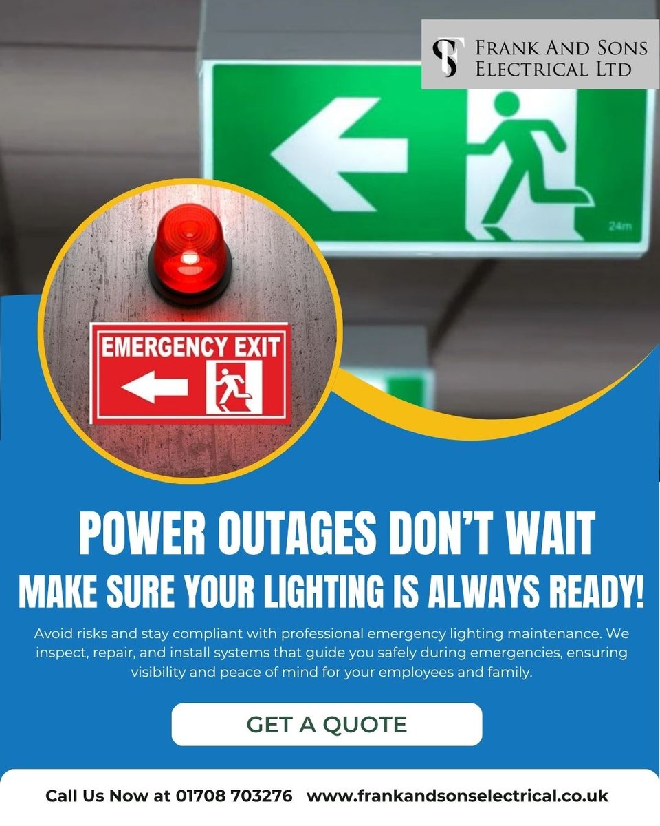 Frankandsonselc's tweet image. 💡 Power outages don’t wait—make sure your lighting is always ready!

🌐Visit Our Website at frankandsonselectrical.co.uk/emergency-ligh…

#EmergencyLights #SafetyLighting #ElectricalExperts #ComplianceCheck #WorkplaceSafety #ExitLighting #ElectricianNearMe #SafeBuildings #LightingSolutions