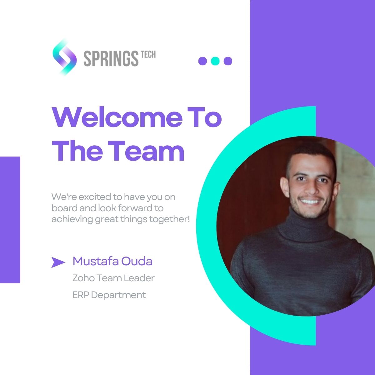 springstechs's tweet photo. We’re pleased to welcome Mustafa Ouda to Springs Tech as Zoho Team Leader in our ERP Department.
Wishing you success and growth in your new role.
Welcome aboard.
#Welcome #NewTeamMember #SpringsTech #Technology #IT #TechIndustry #SaudiArabia #MEA #TeamGrowth #Egypt #Zoho https://t.co/XA5LzFffRh