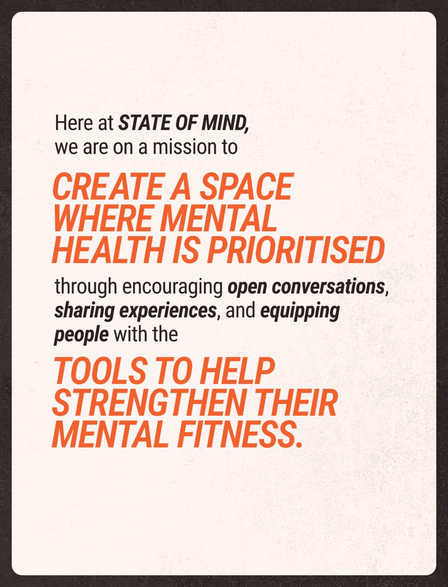 stateofmindsprt's tweet image. As #mentalhealth challenges in the #workplace continue to rise, it is now more important than ever to prioritise the mental health of employees and organisations.

Here at STATE OF MIND, our team is ready to help you strengthen your #mentalfitness.

Get in touch today!🔗in bio.