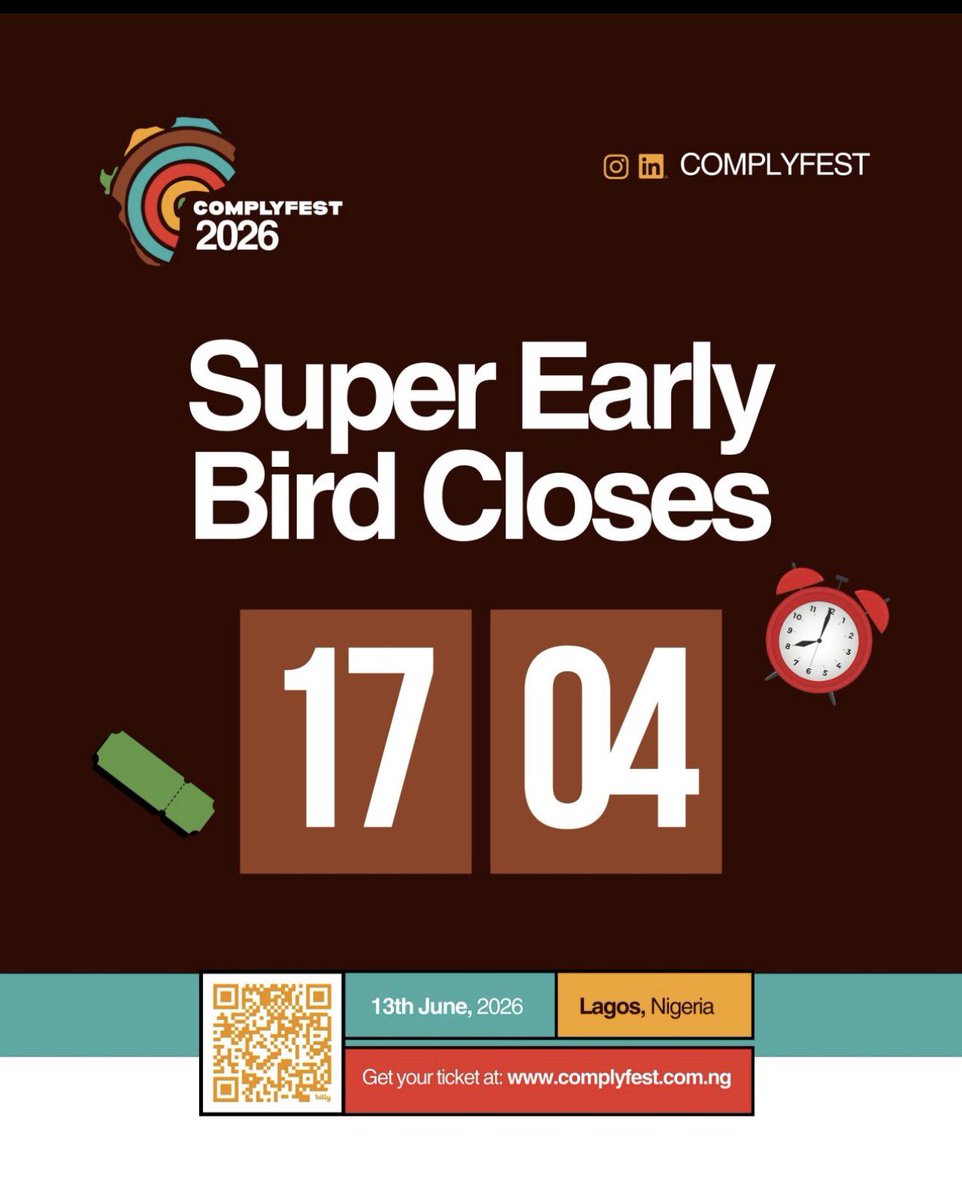 _DeejustDee's tweet photo. This will forever and always be part of my success story, I mean a big event like this 👏 we really move differently. We have limited numbers, we don’t want a choked up crowd 

Super Early Bird for COMPLYFEST 2026 closes on April 17th.
 
If you’ve been meaning to grab your ticket, this is your cue - it’s the best rate you’ll get.

Tickets are Limited - https://t.co/bHJ2F8zHBy

Don’t miss out ✨

#COMPLYFEST2026 #GRC #Compliance