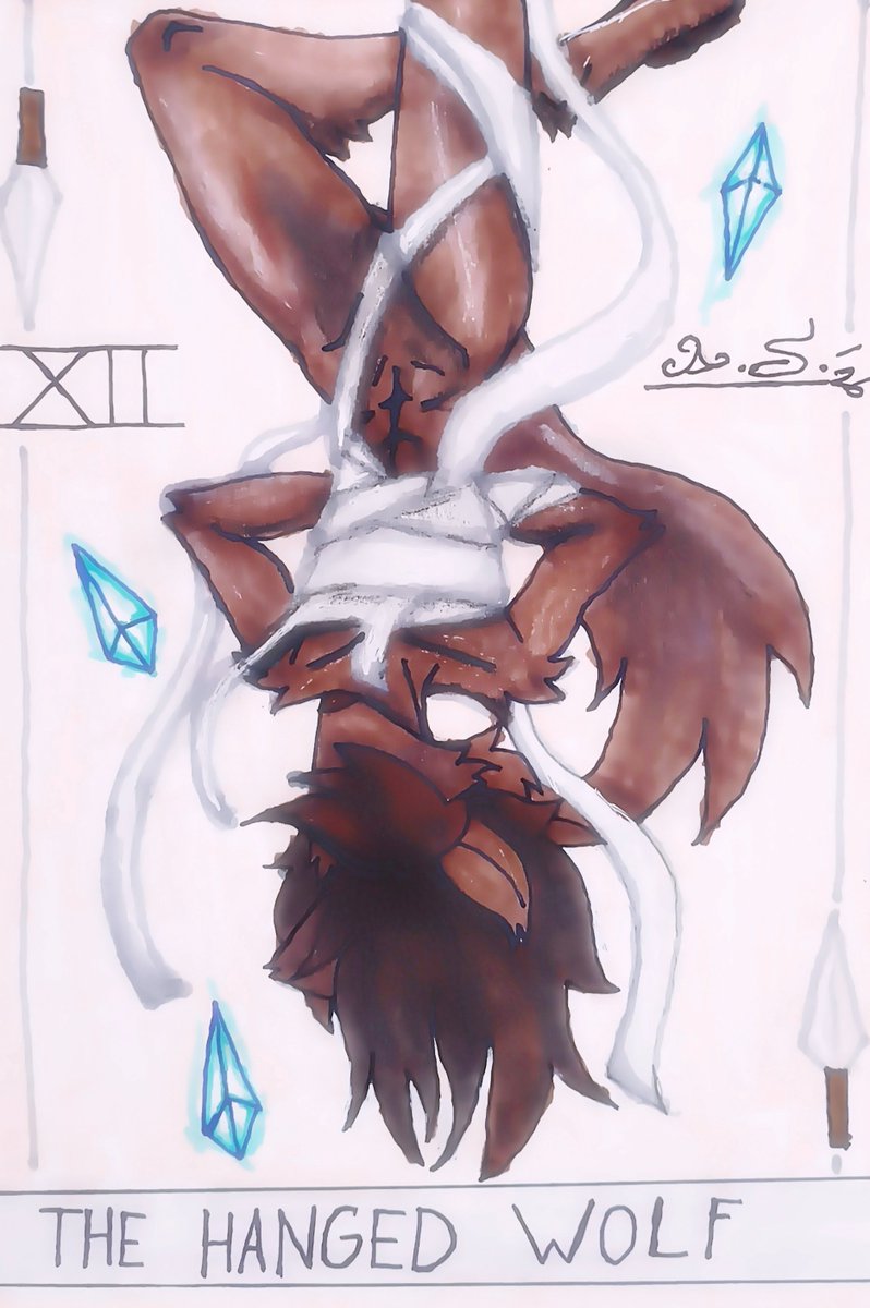 Kertz_A_S_'s tweet image. Natani tarot, the hanged wolf 
#twokinds #fanart #traditionalarts
