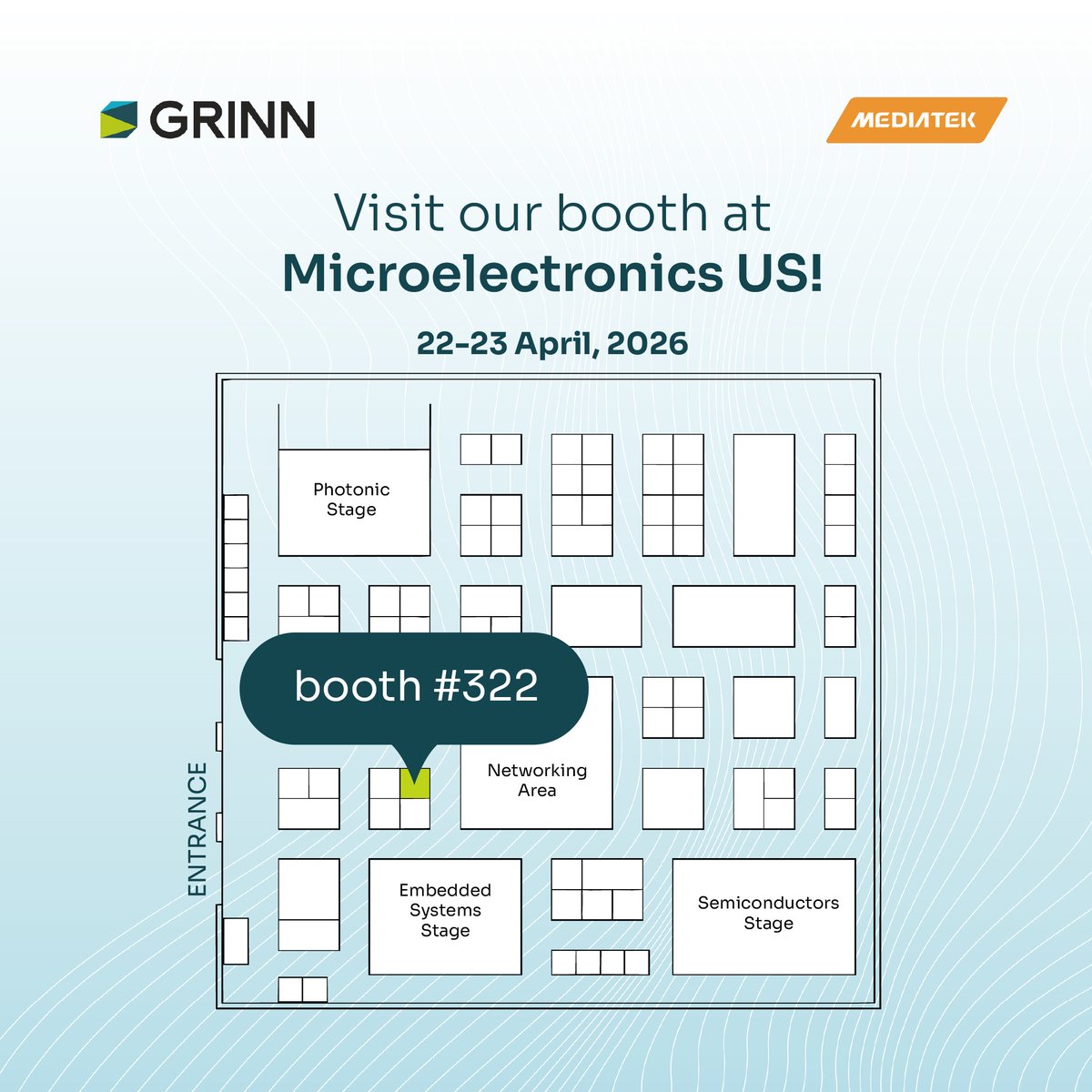 GrinnInt's tweet photo. In one week, you'll find us on the show floor at #MicroelectronicsUS! We're excited to be there alongside our long-time partner @MediaTek , showcasing what's possible when great #EdgeAI-ready processors meet great hardware design. Come see our products built on the Genio series! https://t.co/XZT6G0Iagn