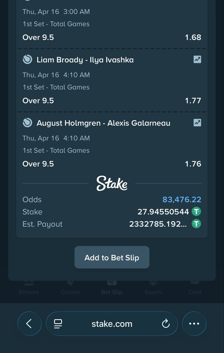 Tennis on stake 

10.1k odds stake.com/sports/home?be…

40 odds stake.com/sports/home?be…

85k odds stake.com/sports/home?be…

74 odds stake.com/sports/home?be…

Use stake shield 🛡️ (flex bet) for higher winning potential 🔥

Register an account via stake.com/?c=f213c5ba25&…

Use welcome