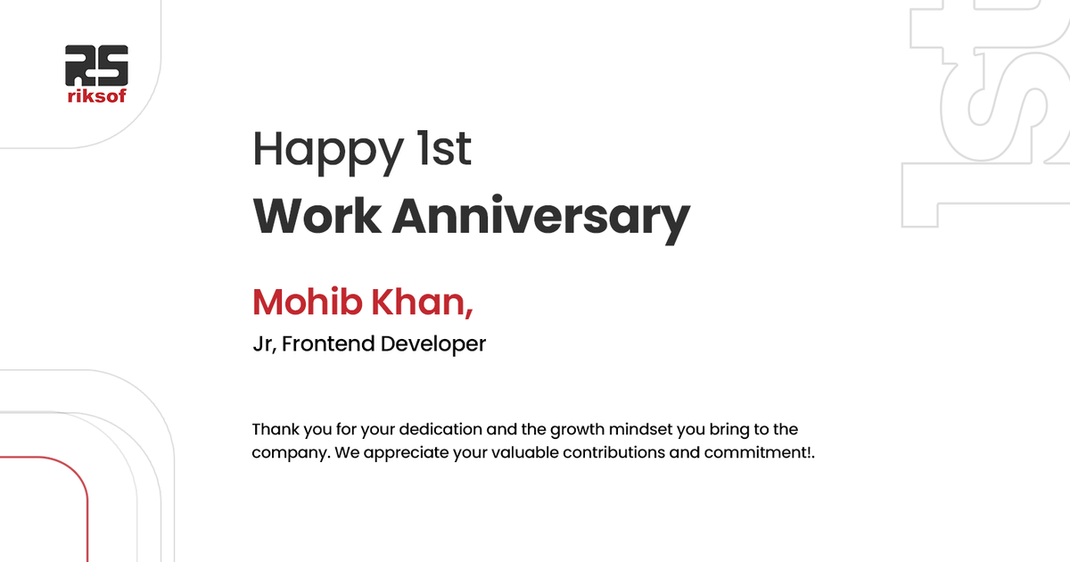 riksof's tweet image. 🌟 Celebrating Growth &amp;amp; Dedication!

Shoutout to Mohib Khan, Jr. Frontend Developer at RIKSOF, for his creativity, dedication, and impactful contributions. 🚀👏 Here’s to many more milestones ahead!

#TeamRiksof #FrontendDevelopment #CareerGrowth