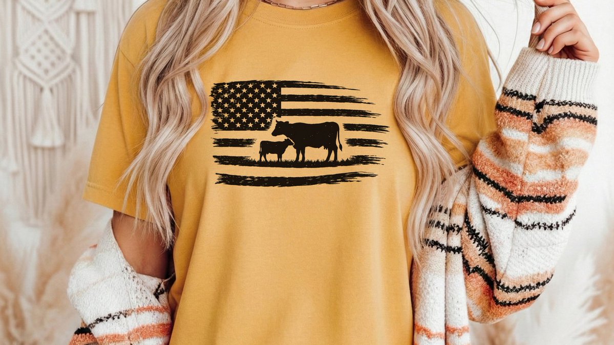 sidelyaprints's tweet image. Country roots and Americana vibes! 🌾🇺🇸 We are obsessed with the rustic look of our Graphic T Shirt American Flag Cow. Perfect for farm life, road trips, or your next country concert. 🐄✨

cozy look here: etsy.com/listing/448744…
#GraphicTshirtAmericanFlagCow #CountryStyle
