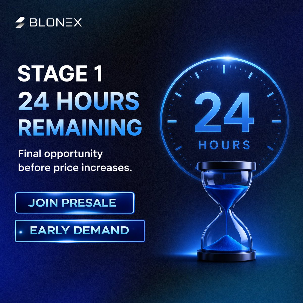 1 day left for the presale!

The window is closing fast!

presale.blonex.io