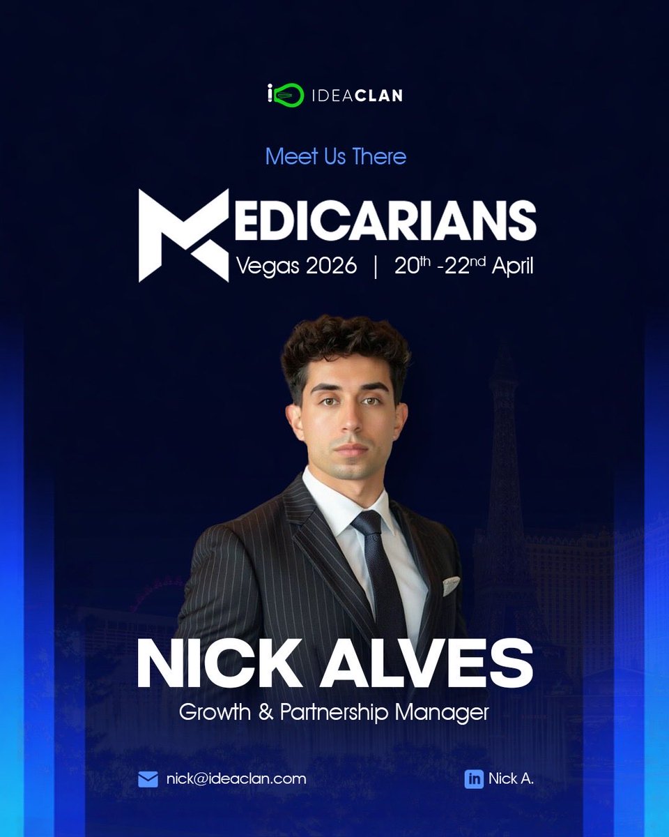 _ideaclan's tweet image. We’re at Medicarians Vegas 2026 (Apr 20–22)! 

Meet our team: Nick Alves &amp;amp; Brandon Malhotra.

Let’s connect, collaborate &amp;amp; scale performance together.

📩 DM us to schedule a meet.

#Medicarians2026 #AdTech #PerformanceMarketing