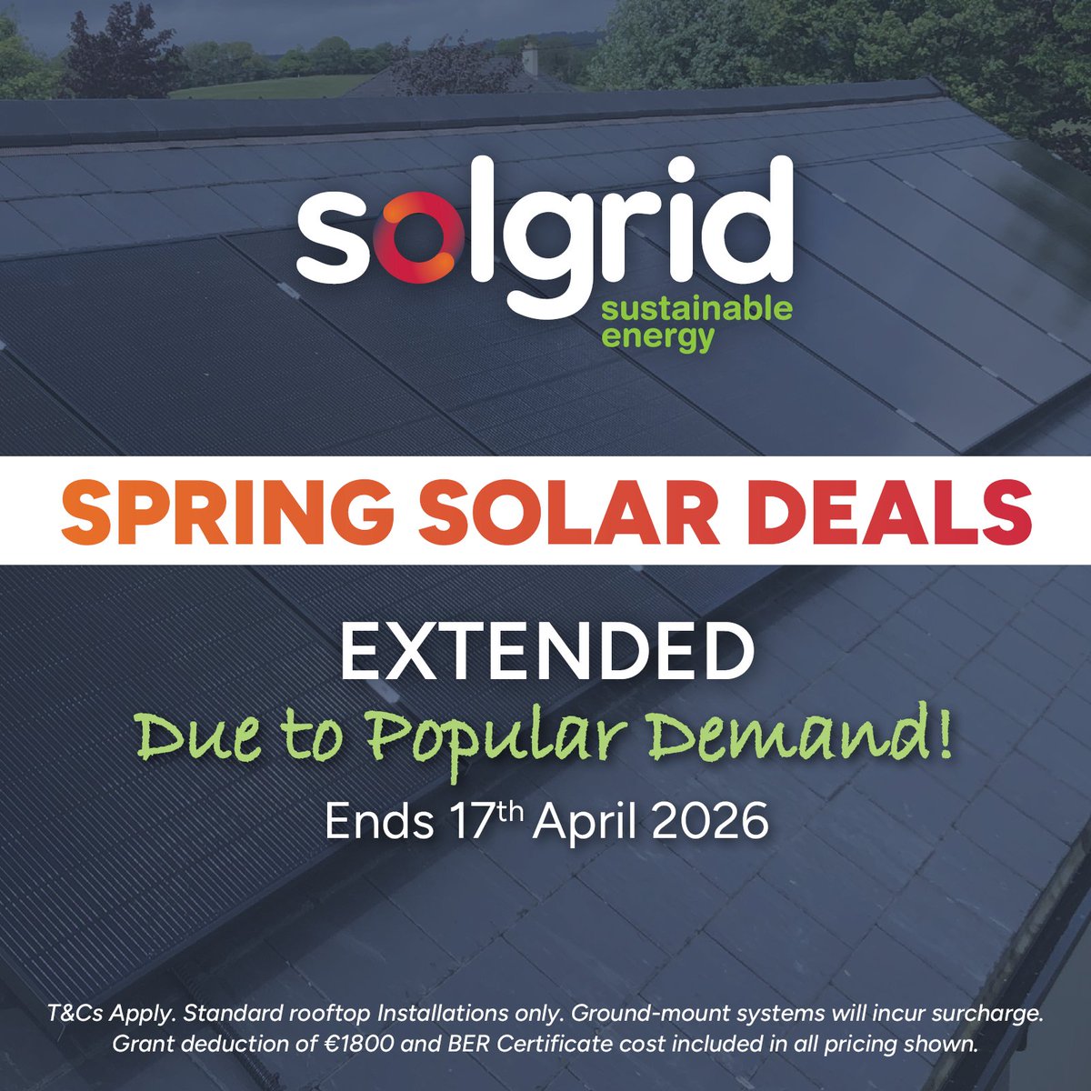 Solgrid1's tweet photo. Our Solar Deals expire Friday! 
Don’t miss your chance if you’re considering solar:
☀️10 Panels from €4,500*
🔋Anker Solix 5kWh battery systems from €6,400*
⚡PLUS 33% OFF additional 5kWh battery modules
091 335 335 / https://t.co/7k0V7Ucd9L
#solarpanels #SolarDeals https://t.co/7JMpPiJUFn