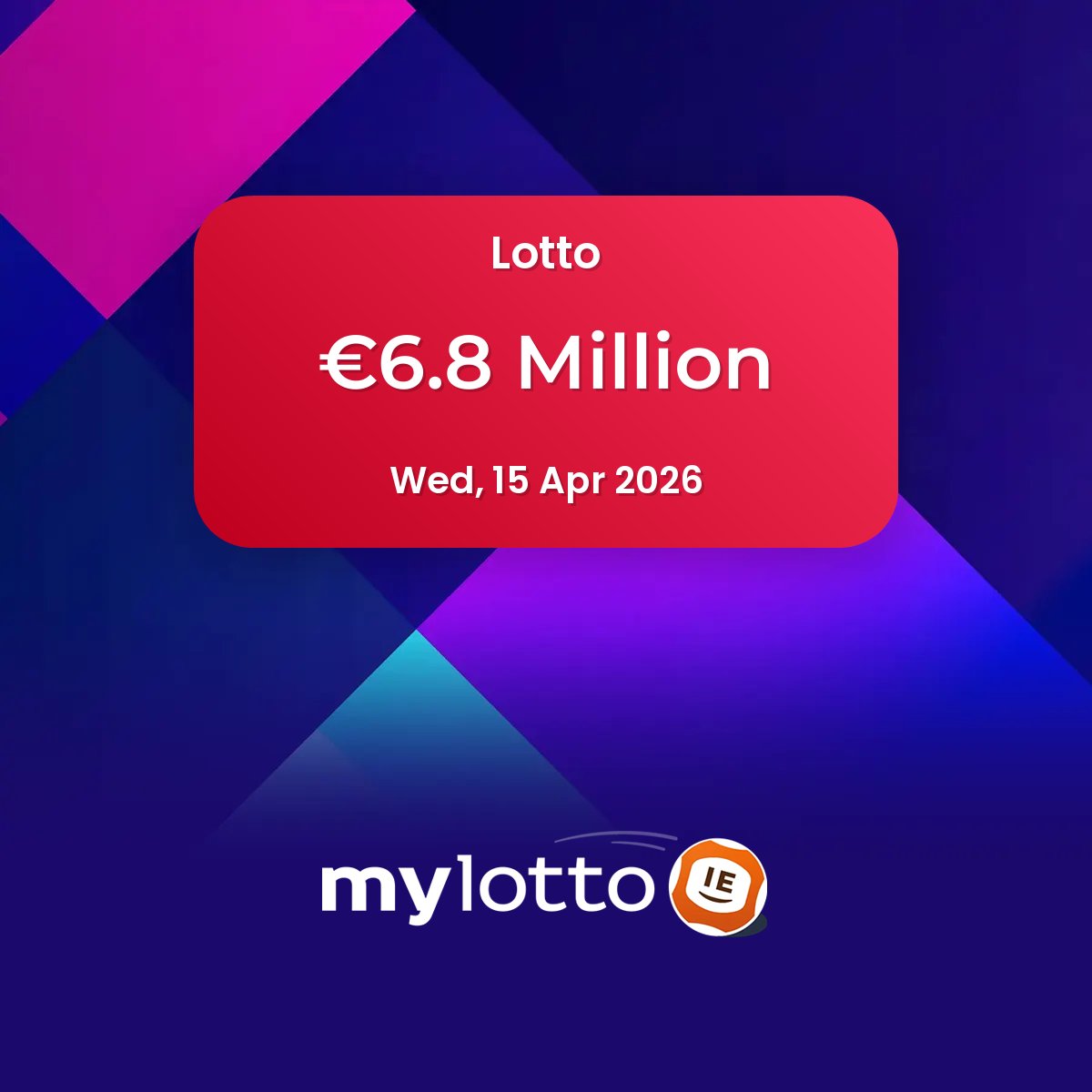 MyLottoIreland's tweet image. 📅 Another day, another jackpot
💰 The Lotto jackpot on Wednesday is €6.8 Million - just sitting there waiting for someone
🤷 Will it be you? Statistically unlikely, but someone's gotta win...
#Jackpot #Lotto #SomeoneHasToWin