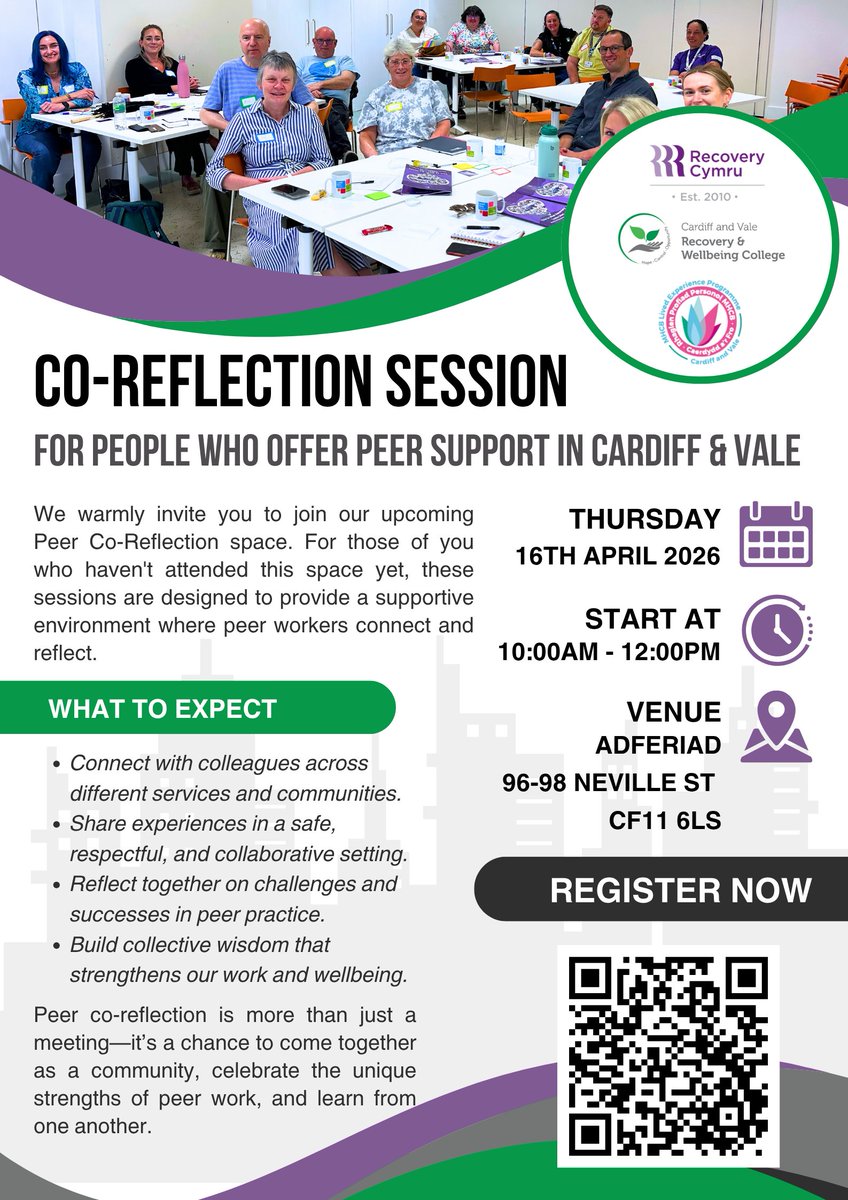 RecoveryCymru's tweet image. Are you part of a peer team? Or are you a peer volunteer?

Come along this Thursday: tinyurl.com/3s2hez6x

#RecoveryCymru #Cardiff #Vale #PeerSupport