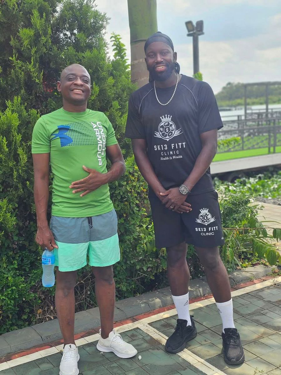 Dr. <a href="/KiggunduHamis/">Dr. Hamis Kiggundu</a> was seen having fitness lessons and training had to keep in shape, the Business mogul has been training with S13 and former uganda cranes player Savio Kabugo at Ham Residence.  

The dedication and determination are clear examples of health is wealth