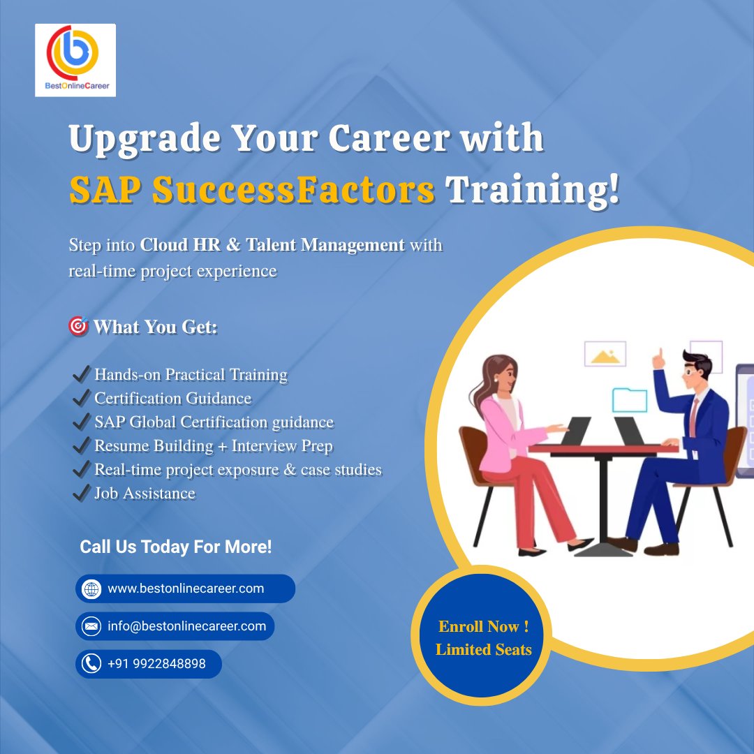 bestonlinecarer's tweet image. Step into Cloud HR with SAP SuccessFactors Training!
Learn with real-time projects &amp;amp; get job-ready fast.

✔ Practical Training
✔ Certification Guidance
✔ Job Assistance

Enroll Now – Limited Seats

📞 +91 9922848898
🌐 bestonlinecareer.com

#CloudHR #SAPTraining #HRCareer