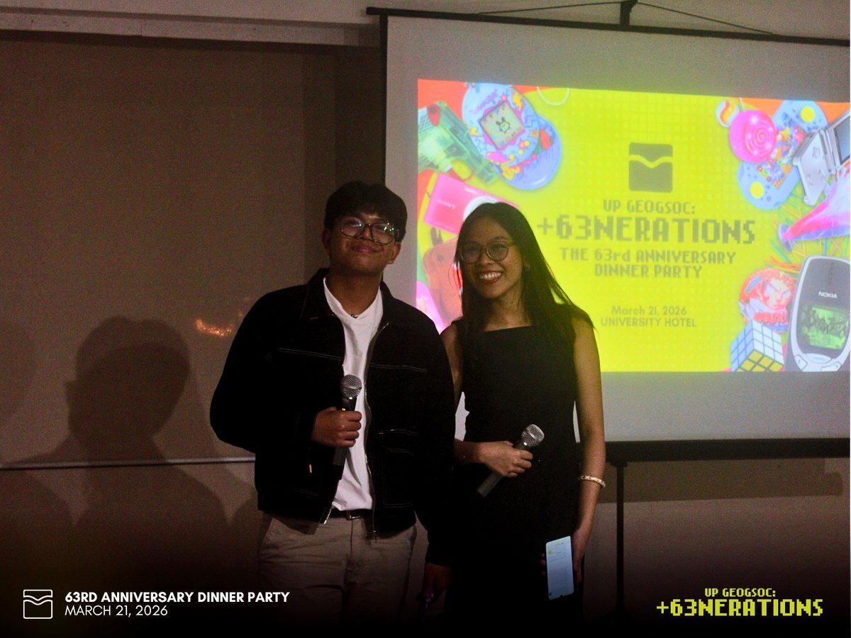GeogSocUP's tweet photo. As part of its 63rd anniversary celebration, the Geographic Society of the University of the Philippines (UP GeogSoc) successfully held its Anniversary Dinner Party last March 21, 2026, at the University Hotel. 💙💚 https://t.co/vnZ2NfgPhj