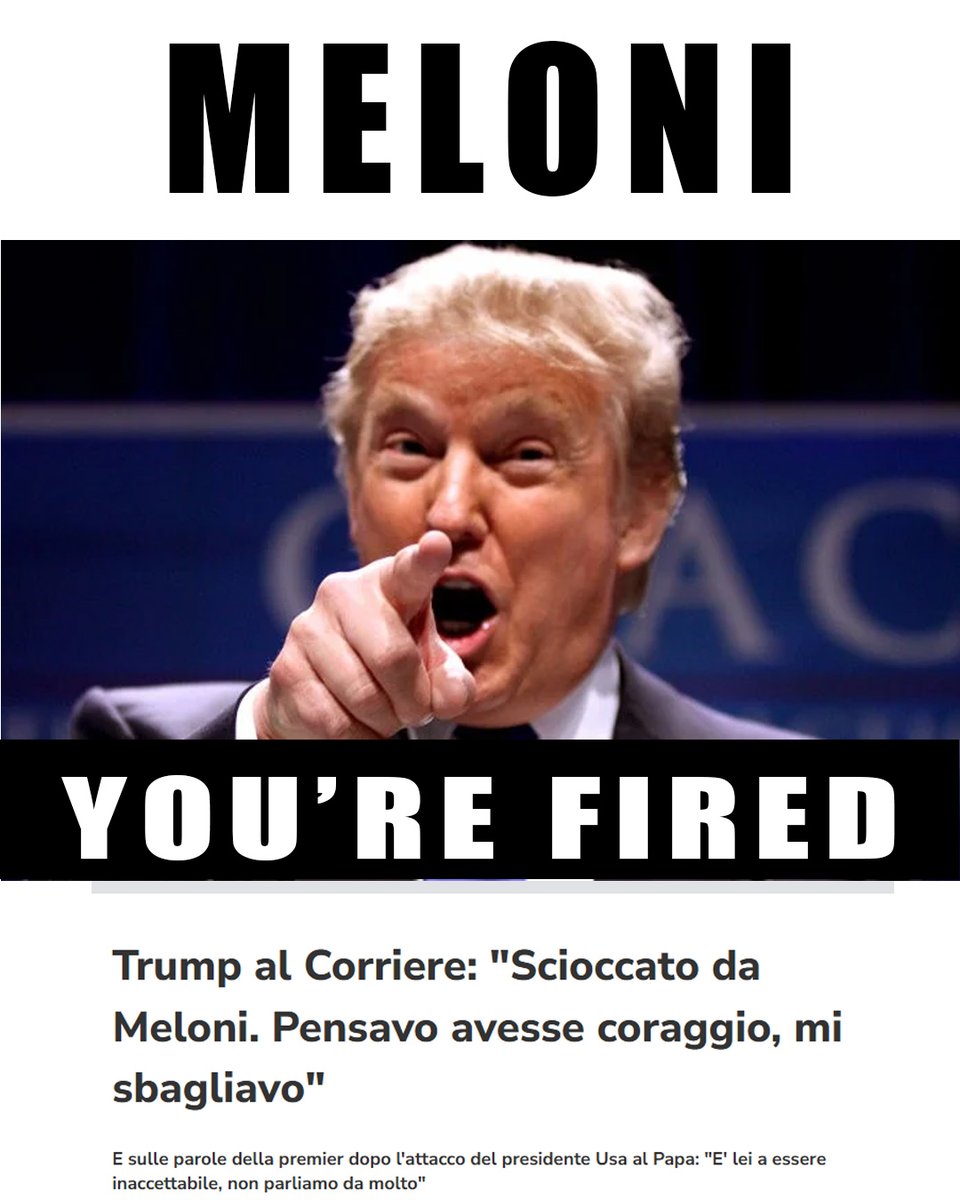 ilgallico50Ac's tweet image. La Meloni potrebbe chiedere consiglio a #Landini. per una reintegrazione.
#trump #meloni #yourefired