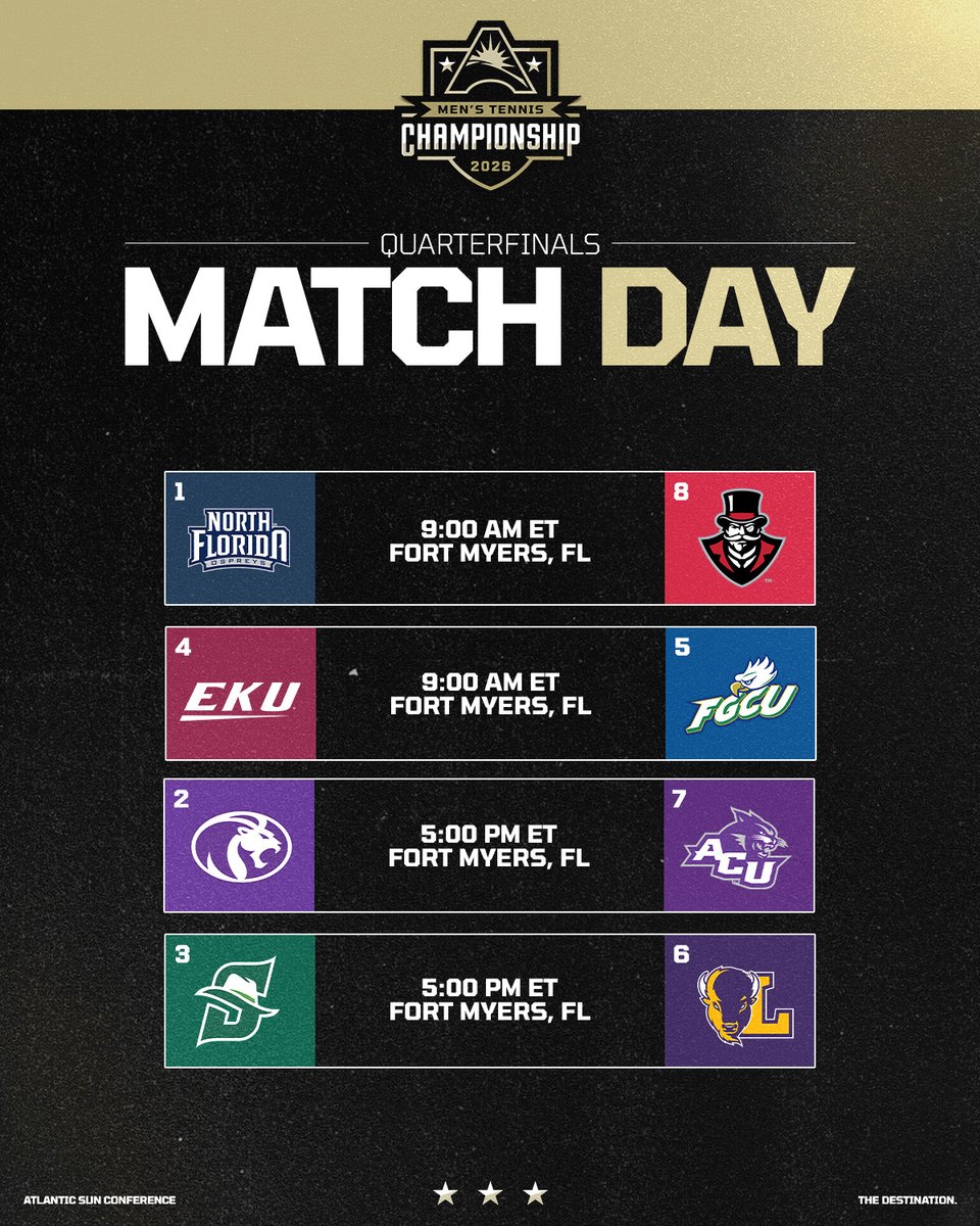 ASUNSports's tweet photo. Today's #ASUNMTEN Championship Slate👀🏆

🔗https://t.co/YMq8kytVih https://t.co/I5VuFX2Uei