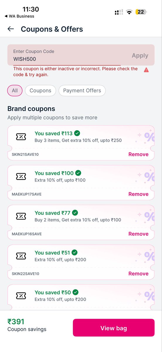 ShravyaAdda's tweet photo. @MyNykaa is just fooling us! I was given a coupon to use and it expired before the time they mentioned. The customer care is unavailable at that time and the following day, they didn’t bother to give a resolution or even respond. Horrible experience despite being a Platinum membr https://t.co/BOHKyC0KNm