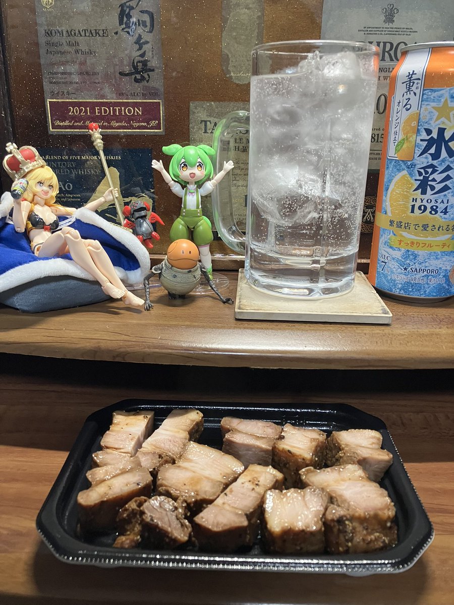 #晩酌
華水しごおわ❗️缶チューハイ❗️
自分的一週間が終わったぞ
明日から連休だぜ❗️

🫅ポークスペアリブじゃ肉肉しいのう