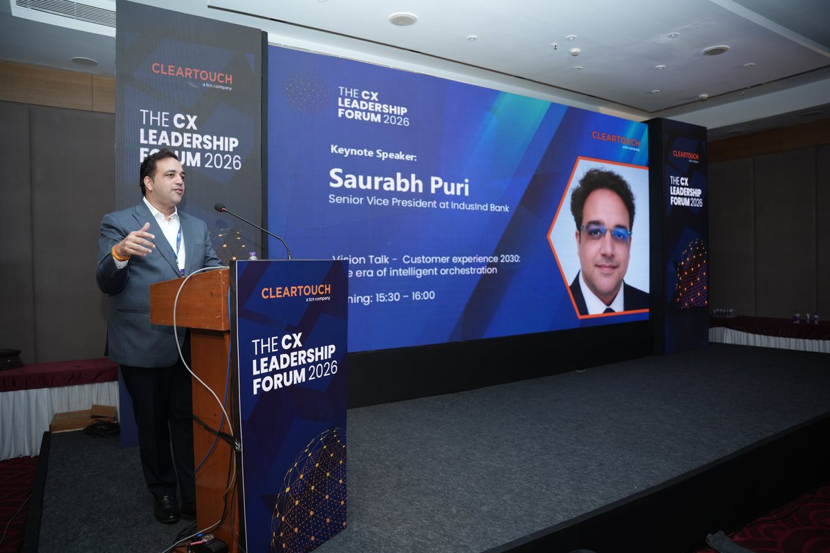 ClearTouchIn's tweet photo. At ClearTouch's invite-only 10-year celebration, keynote speaker Saurabh Puri challenged CX leaders on the theme “Customer Experience 2030 — The Era of Intelligent Orchestration. The defining message: what separates CX winners in 2030 won't be technology; it will be leadership. https://t.co/2eVTfH3uZF