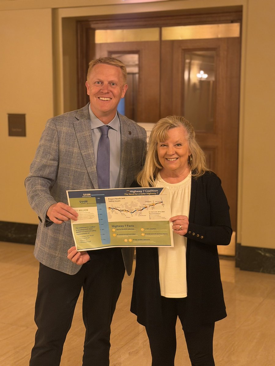 MyersVote's tweet image. Infrastructure needs are growing across Minnesota and right here in Your Backyard. Grateful to Mayor Whalen for highlighting the urgent need for improved safety and accessibility along Highway 7.   This is a true community effort.
#togetherwecan #solutions #yourbackyard #safety