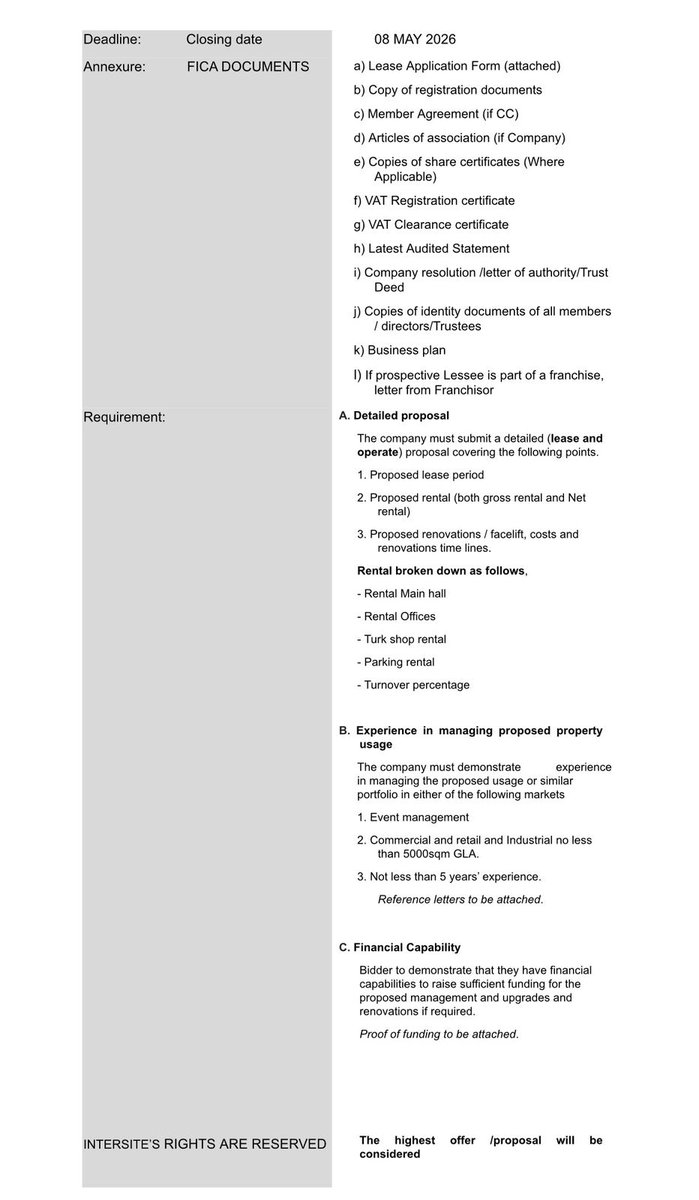 IntersiteInvest's tweet image. Opportunity in the heart of Durban 🚉
Commercial space available at Durban Station — ideal for events, conferences &amp;amp; more.

📩 kznleasing@prasa.com
donald.ndlovu@prasa.com
☎️ 031 813 0011 / 082 786 2498
#PRASAIntersite #Durban #CommercialSpace #BusinessOpportunity  
@PRASA_Group