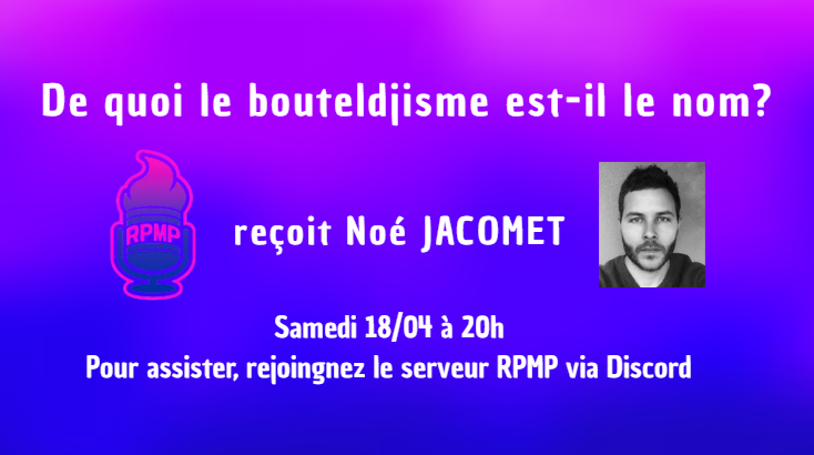 La pensée du PIR de #Bouteldja <a href="/HouriaPIR/">Houria Bouteldja</a>  sera pensée avec <a href="/NoeJacomet/">Noé Jacomet</a> chez <a href="/RPMP163769/">RPMP</a> samedi à 20h 
Pour écouter, rejoignez le serveur discord.gg/MneRKxx3
Pour interagir avc l'invité, petite validation en avance. Sa chaîne youtube.com/@NoeJacomet 
#decolonial #universel