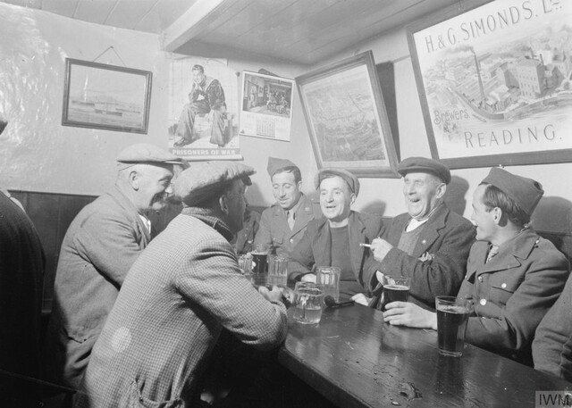 JaneDey's tweet photo. Research for novel #writing. Can anyone tell me the rank of the British army (?) servicemen in this photo from 1944? Thanks to @I_W_M &amp; https://t.co/YqZQ8zylmq  for the picture which was on the wall of a Dorset pub - The Dove at Southover nr. Burton Bradstock, now closed. 🙏🏼 https://t.co/CWMYXAweZI