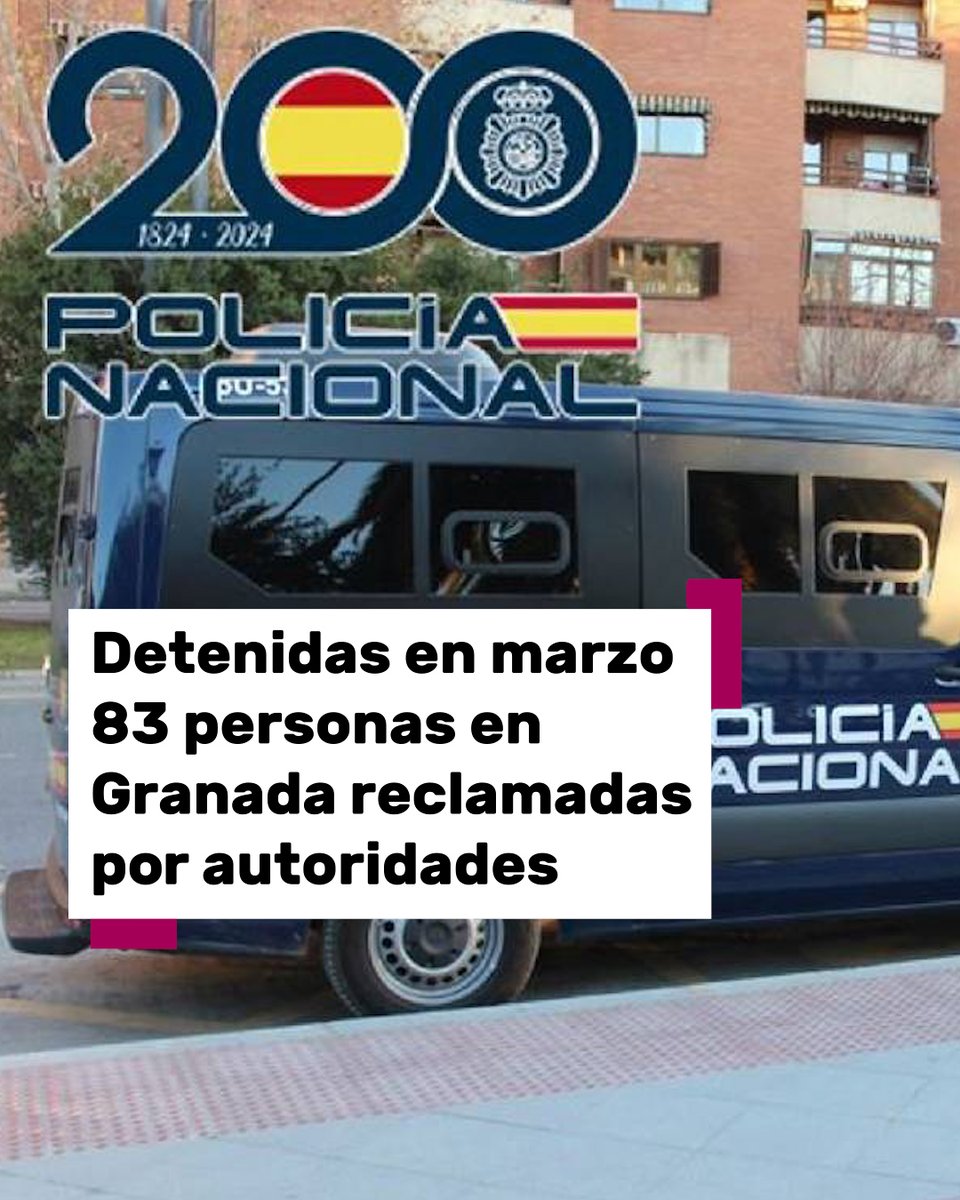 101tvGranada's tweet image. 🚔La Policía Nacional detuvo el pasado marzo en Granada a 83 personas reclamadas por autoridades policiales o judiciales

📲Más información en 101tv.es

#PolicíaNacional #Granada #delitos #detenidos #Baza #Motril