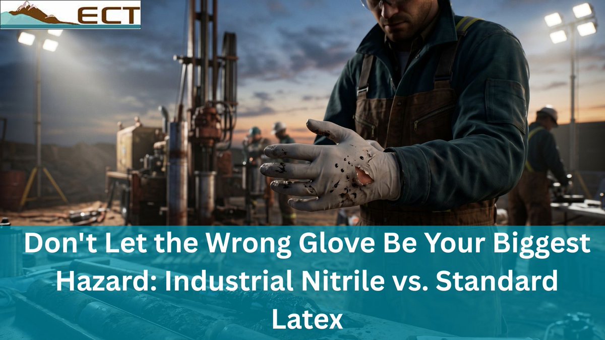 ectmfginc's tweet image. A torn latex glove at 6:30 a.m. = an exposure report by noon. For #environmental #drilling, soil sampling &amp;amp; #field labs — glove choice actually matters.

We broke down nitrile vs. latex so your crew stops guessing 🔗bit.ly/4t64Uge #WorksiteWednesday