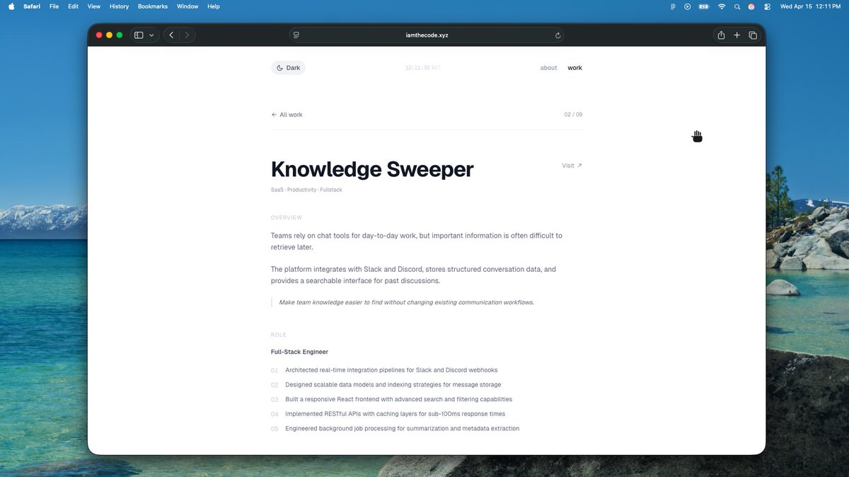 iam_the_code's tweet image. Just gave my portfolio a fresh revamp, take a look 👀
 iamthecode.xyz