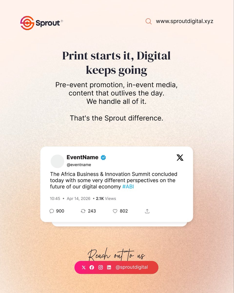 _sproutdigital's tweet photo. Great events don’t end when the day is over they continue through the conversations, content, and impact that follow.

#EventMarketing #BrandStrategy #DigitalMarketing #ContentCreation #BusinessGrowth https://t.co/oP2s0ZcfHC
