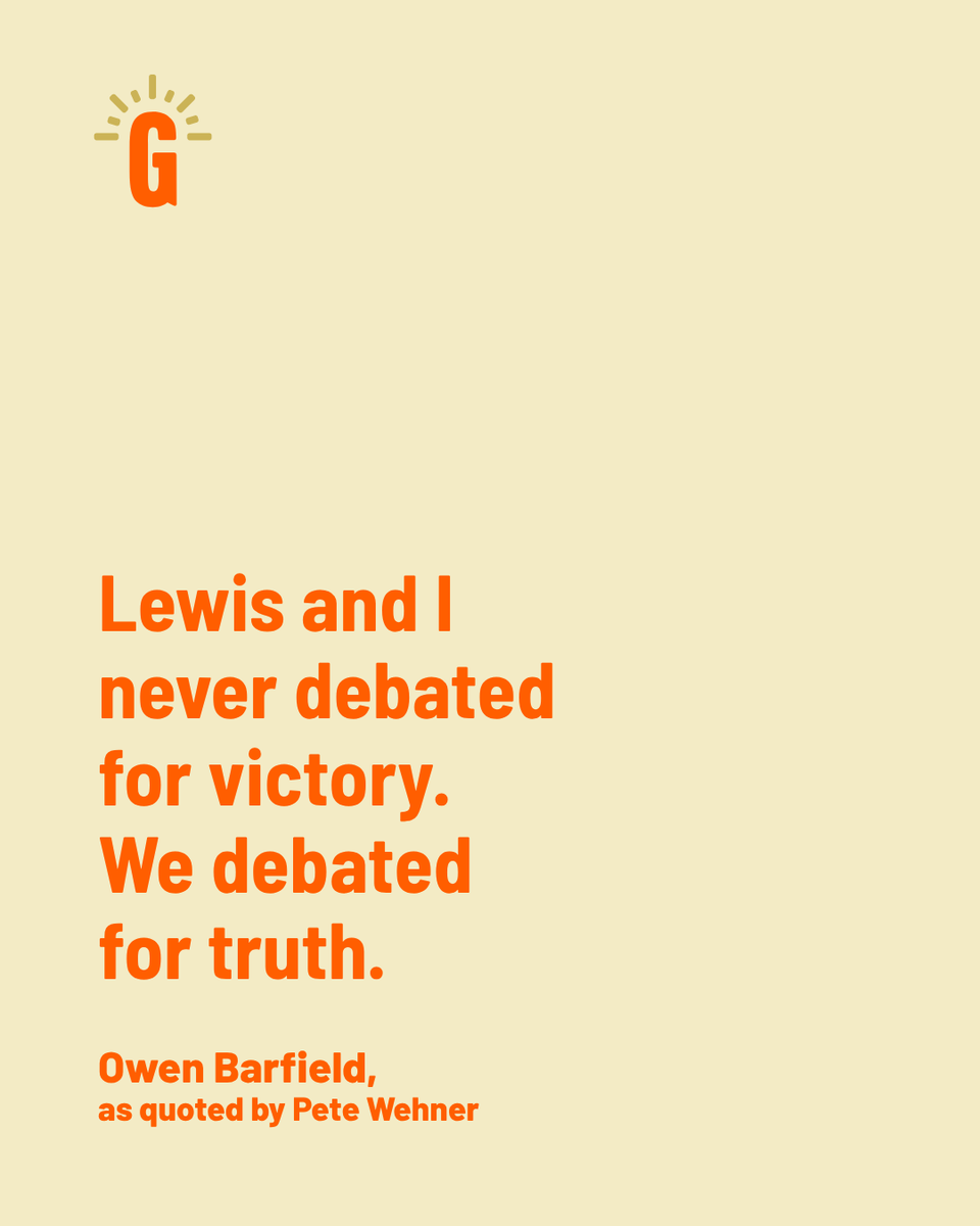 curtischangGF's tweet photo. In a cultural moment where the goal often feels less like discovering truth and more like winning the exchange, a line from Owen Barfield—reflecting on his friendship with C.S. Lewis—lands with unusual weight. 

It’s less a clever observation than a quiet correction. 

In our recent conversation, guest Pete Wehner brings that insight to bear on questions of Scripture, war, and the subtle danger of believing God is fully aligned with our own side. It raises a harder question than we might prefer: What would it mean for the church to recover the habit of debating for truth, rather than for victory?And perhaps closer to home: Where, in your own life, has the desire to win edged out the willingness to listen?

This episode is an invitation into that kind of reflection, one that doesn’t resolve everything quickly, but might help us see more clearly.

Don't miss the episode here: https://t.co/XYc8Gax124