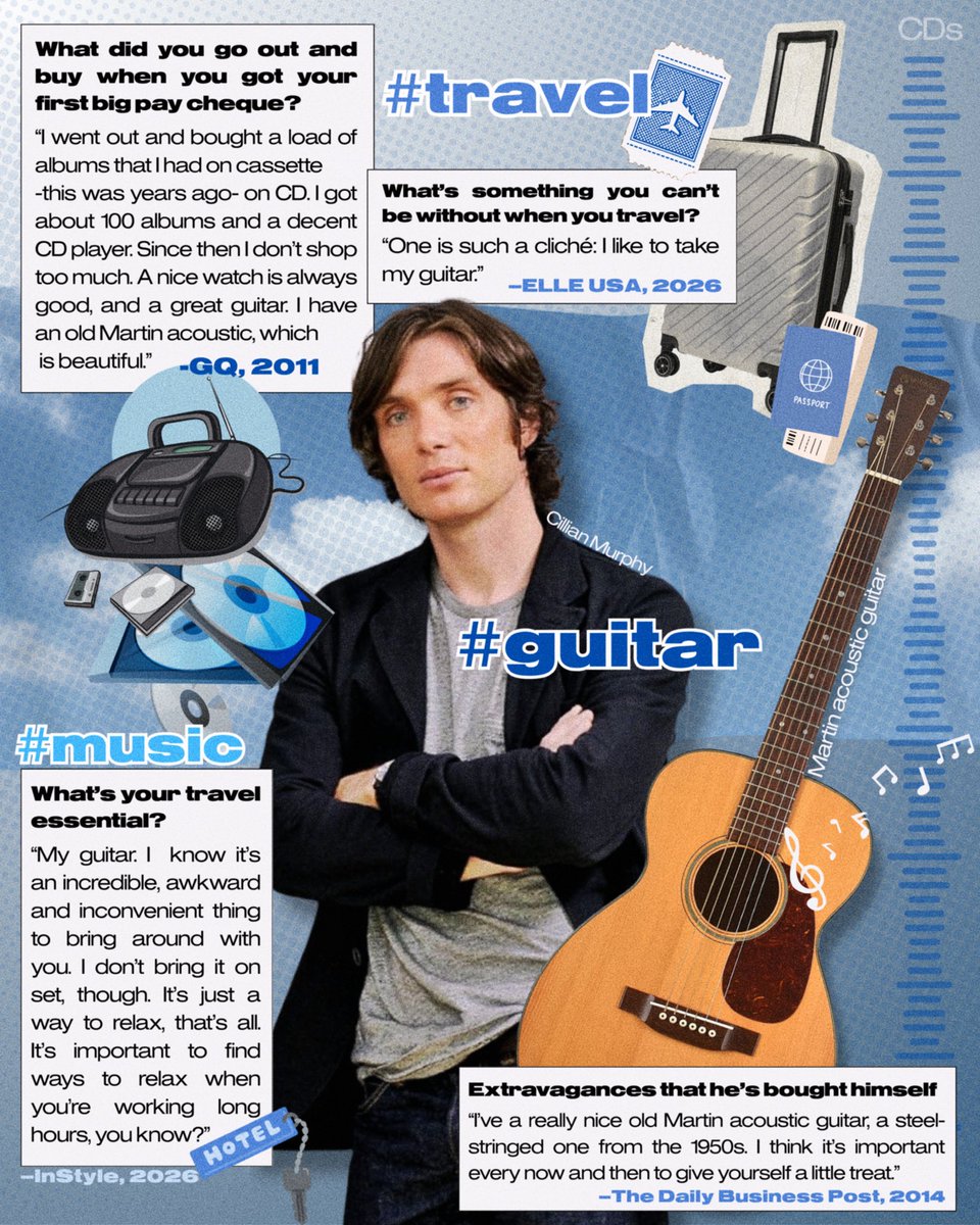 cills_magic's tweet image. Ever since I found out what kind of guitar Cillian had, I knew I needed to share it with you guys! 

Plus some of the recent stuff he said regarding bringing his guitar around with him when traveling and also BIG MOOD about spending money on CDs 💿 

#CillianMurphy #Music #Edit