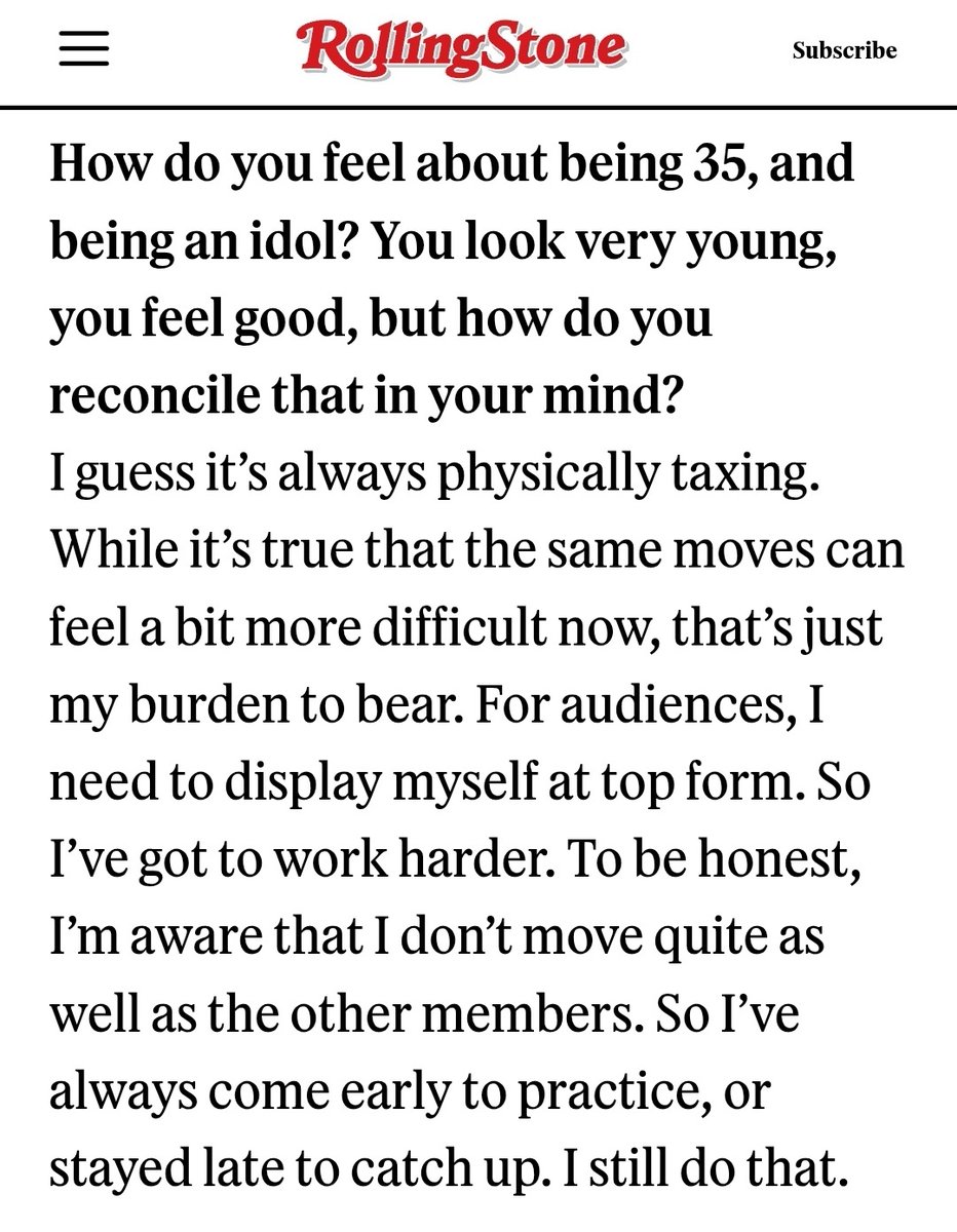 Jin is just being realistic and humble here, cus he wasn't the one who started huffing and puffin after two performances during concert, he wasn't the one who forgot his moves during choreo, he was actually the most energetic one who even remembered choreo of their old songs