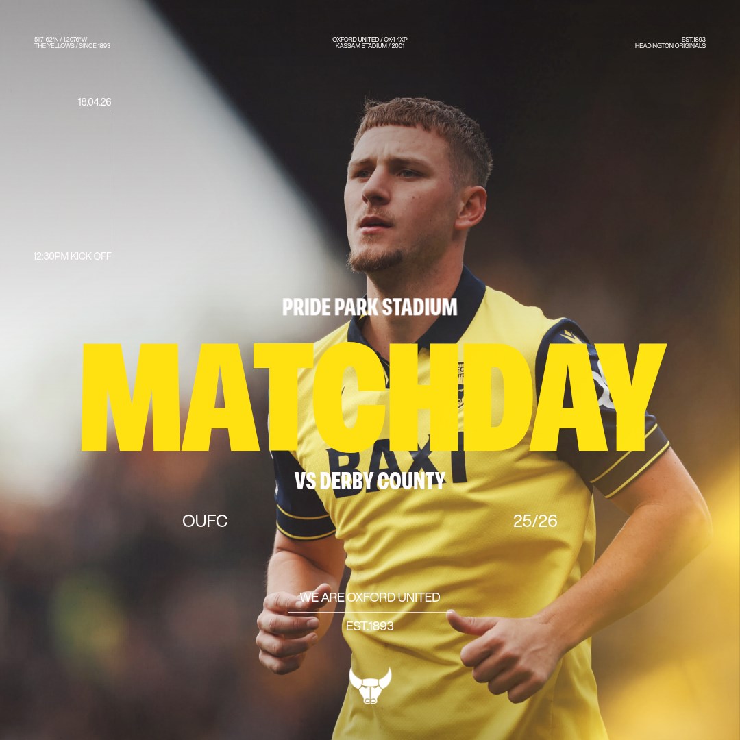 OUFCOfficial's tweet photo. 🟡 MATCHDAY 🟡 
 
🆚 Derby County
🕰️ 12:30PM 
📍 Pride Park Stadium

See you in the away end, Yellows! https://t.co/SywV6B6M2t