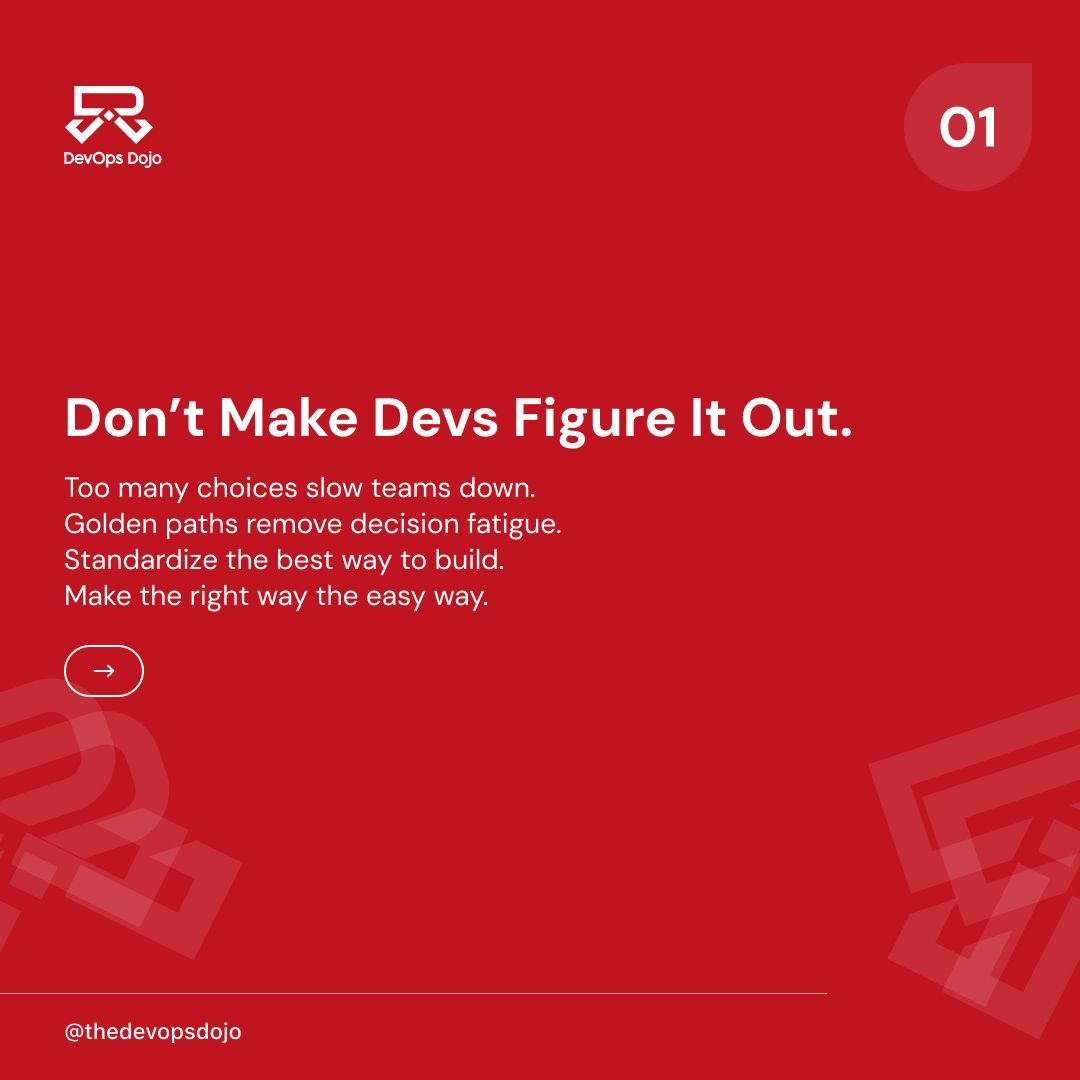 thedevopsdojo's tweet image. Your best engineers shouldn’t fight the system they should flow through it.

Build a golden path that removes friction, standardizes success, and turns every deploy into a non-event. 

#DevOps #PlatformEngineering #GoldenPath #DeveloperExperience #CloudEngineering